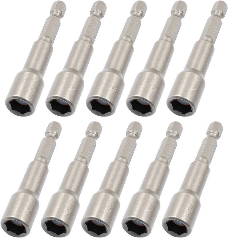YiiSeeJo 10 Pcs Hex Magnetic Power Hex 5/16 Inch, Drill Bit Nut Driver Magnetic Extension Socket, Quick Change Socket Nut Impact Driver for Electric Drill Power Tools - Image 1